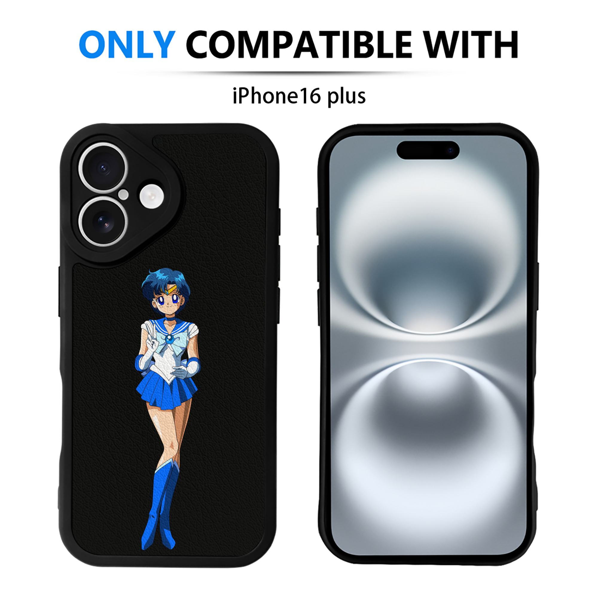 （画像用） 美少女戦士セーラームーン 水野 亜美 みずの あみ Sailor Moon Mizuno Ami 【iPhone 16シリーズ対応】シリコンスマホケース（レザー調） 材質：シリコン